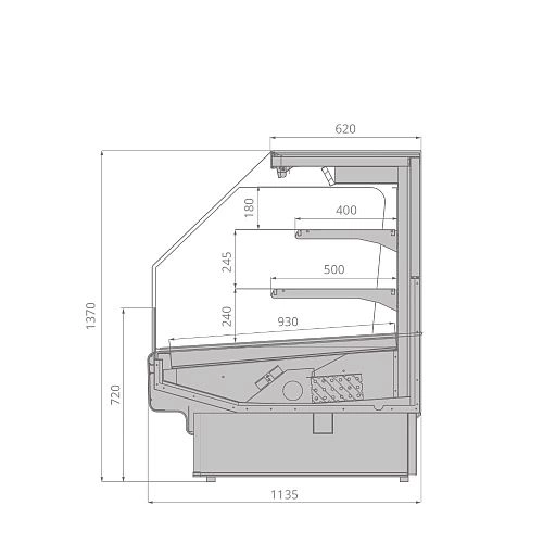 Горка холодильная BRANDFORD AURORA SQ 190 TOP LIGHT вертикальная — изображение 3