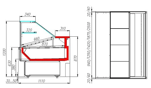 Витрина неохлаждаемая CARBOMA Бавария 2 GC110 N 2,0-1 RAL1005 — изображение 2